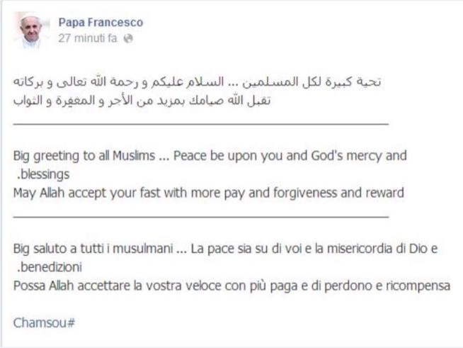 Papa Francesco attaccato dagli hacker su fb